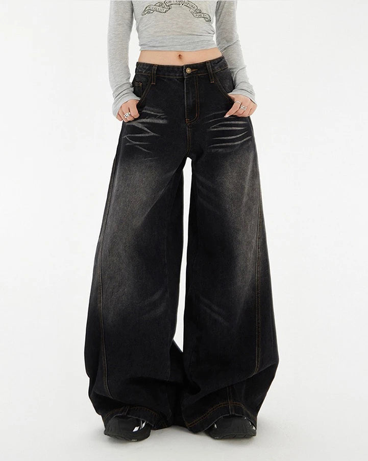 Retro Curve Wide Leg Jeans