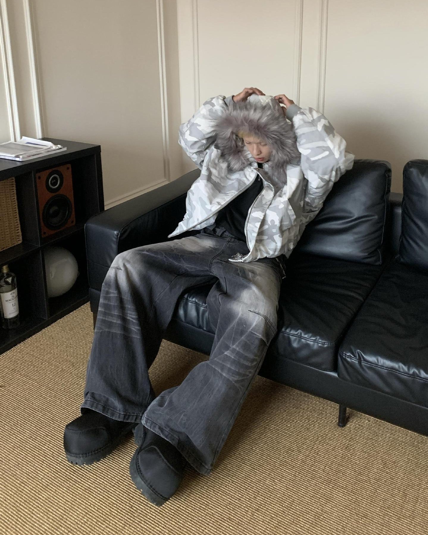 雪地座山雕迷彩加厚外套男冬季毛领cleanfit重磅硬挺情侣棉服外套 NOCTONE