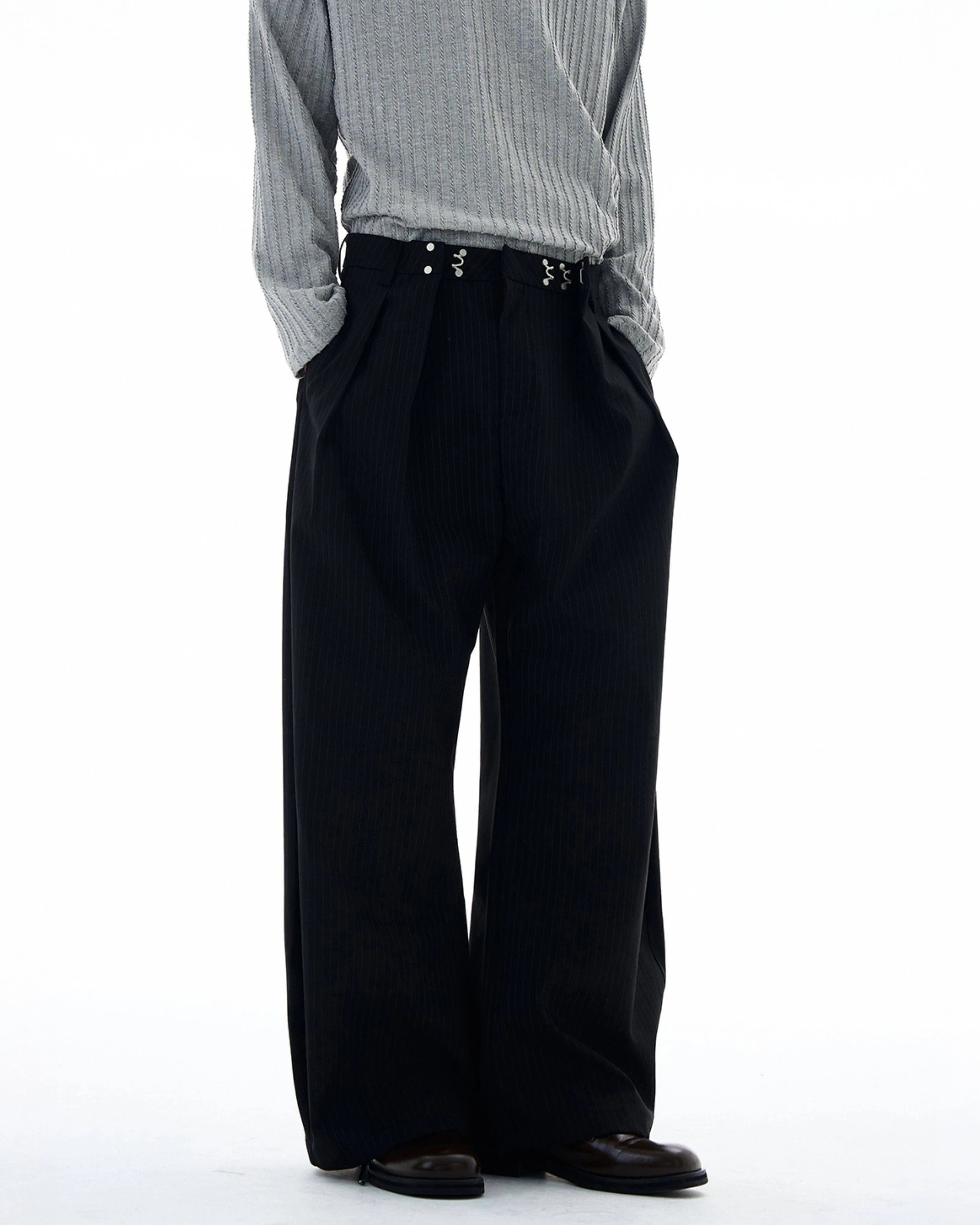Vertical Stripe Wide Leg Pants