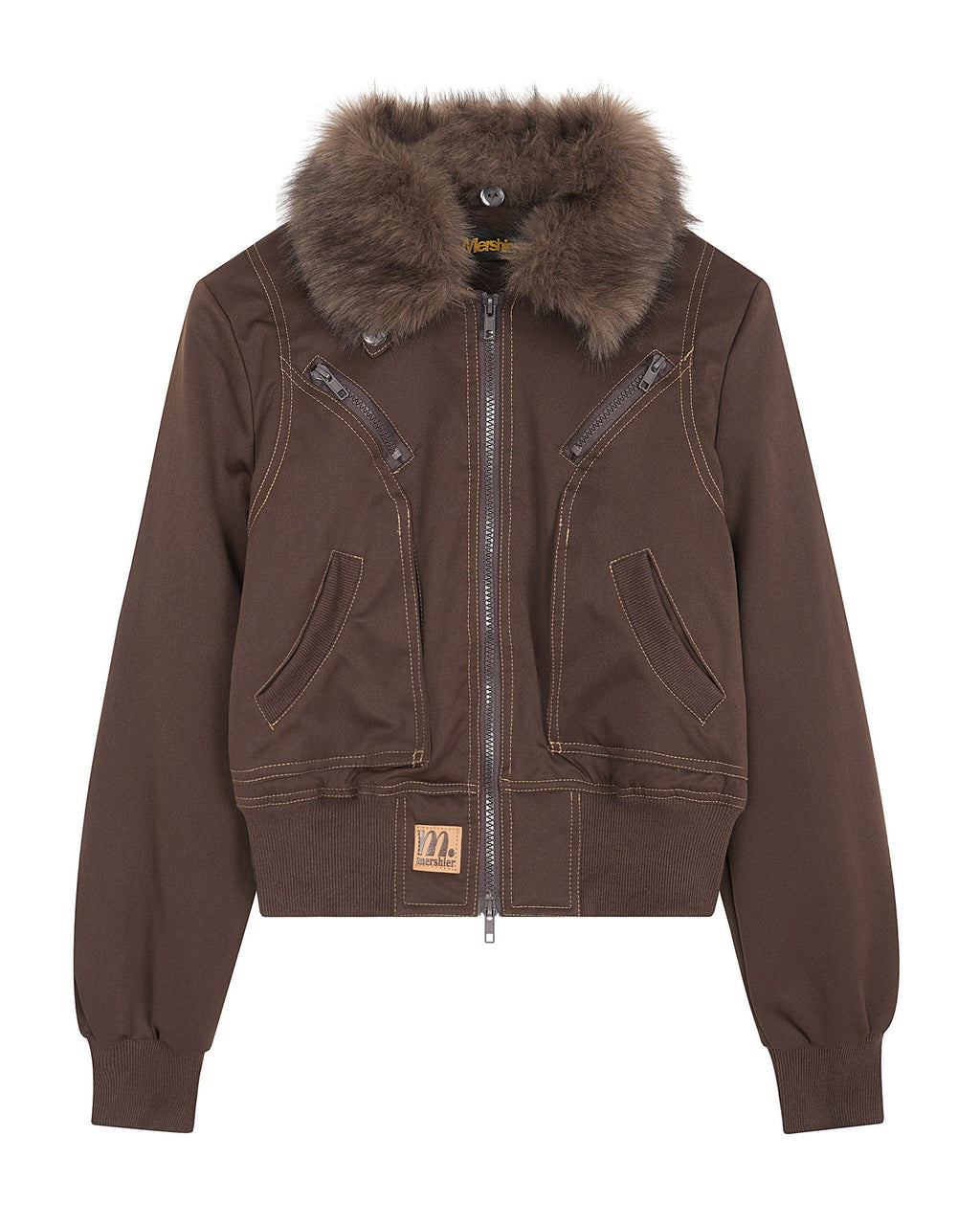 Fudge Pink 25秋季New美式复古个性分割设计宽松毛领夹克外套 NOCTONE